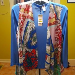 Its a cover up colorful scarf front